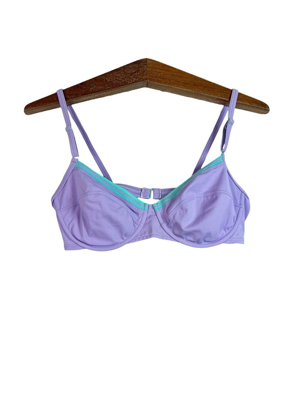 Karla Colleto Purple Turquoise Bikini Top Size 14 Swim Beach Vacation Coastal